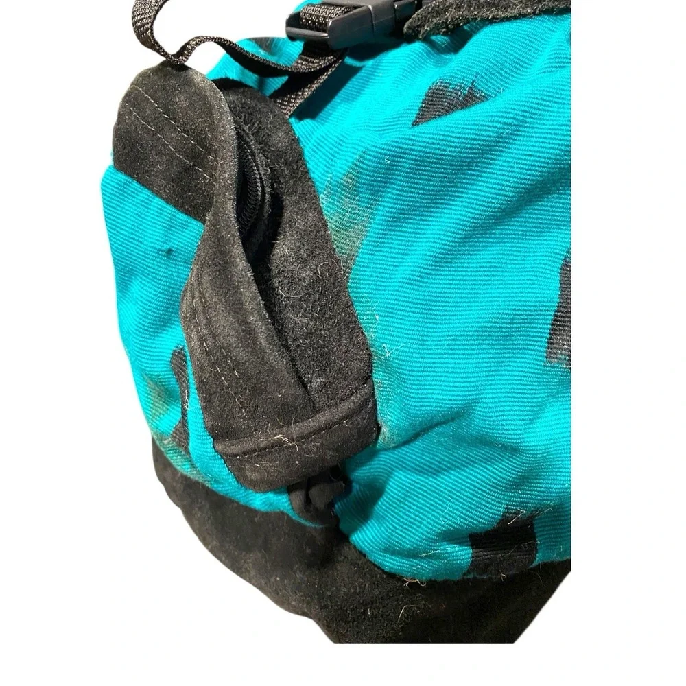 Vintage 90s Y2K LEI Black Faux Leather Suede Mini‎ Backpack Bag w Wallet Pocket